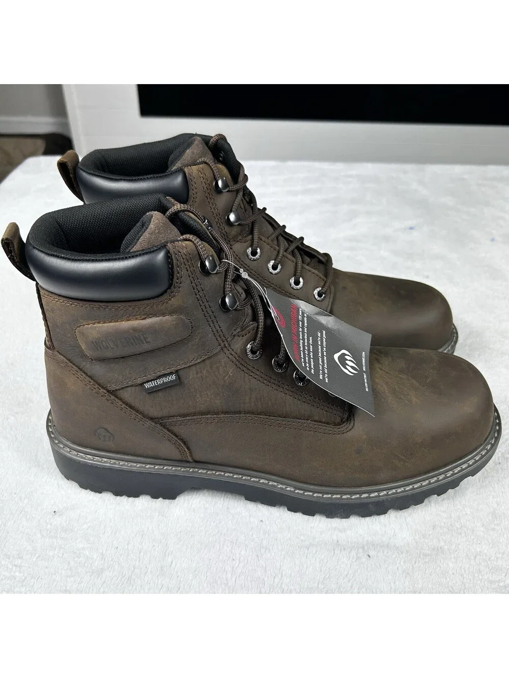 WOLVERINE Men’s Floorhand Waterproof Steel Toe Boots Size 8 Dark Brown New